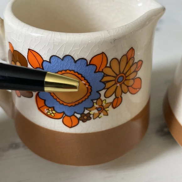 SADLER Made in Saffordshire ENGLAND MCM Vintage Milk & Sugar Set - Picture 9 of 12